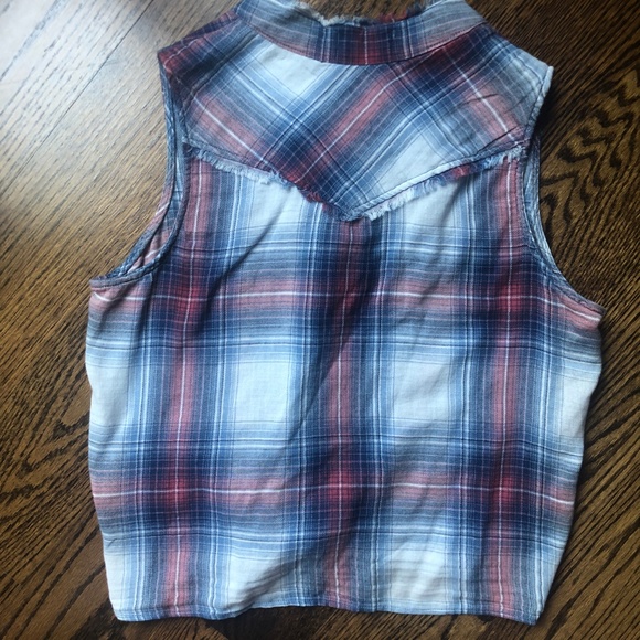 NWOT Cloth & Stone Anthro Plaid Tie Front, Medium - Picture 4 of 5